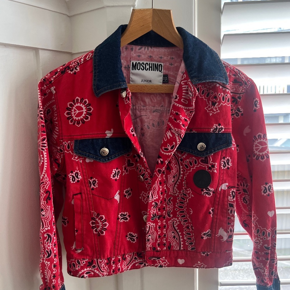 MOSCHINO JR BANDANA PRINT DENIM STYLE JACKET